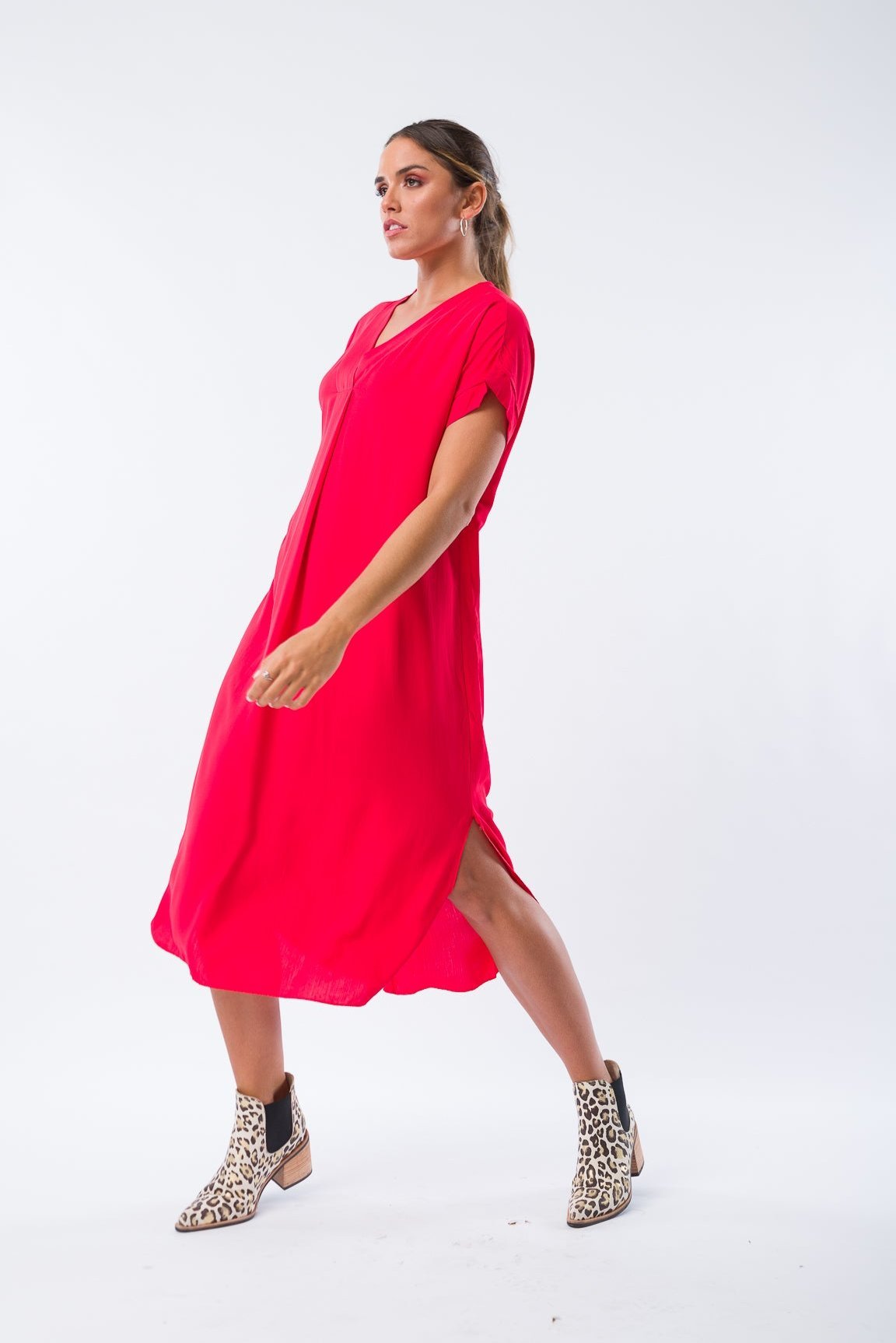 Vestido Julia Rojo combinado para un look casual elegante