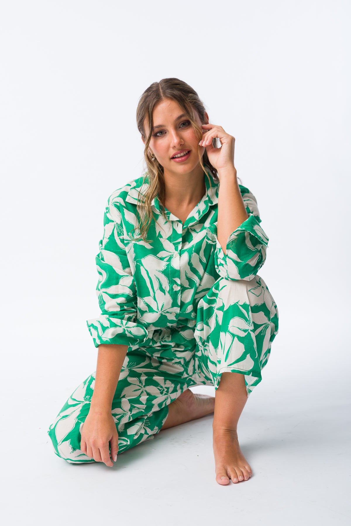 Detalle del estampado de la Camisa Cami Verde