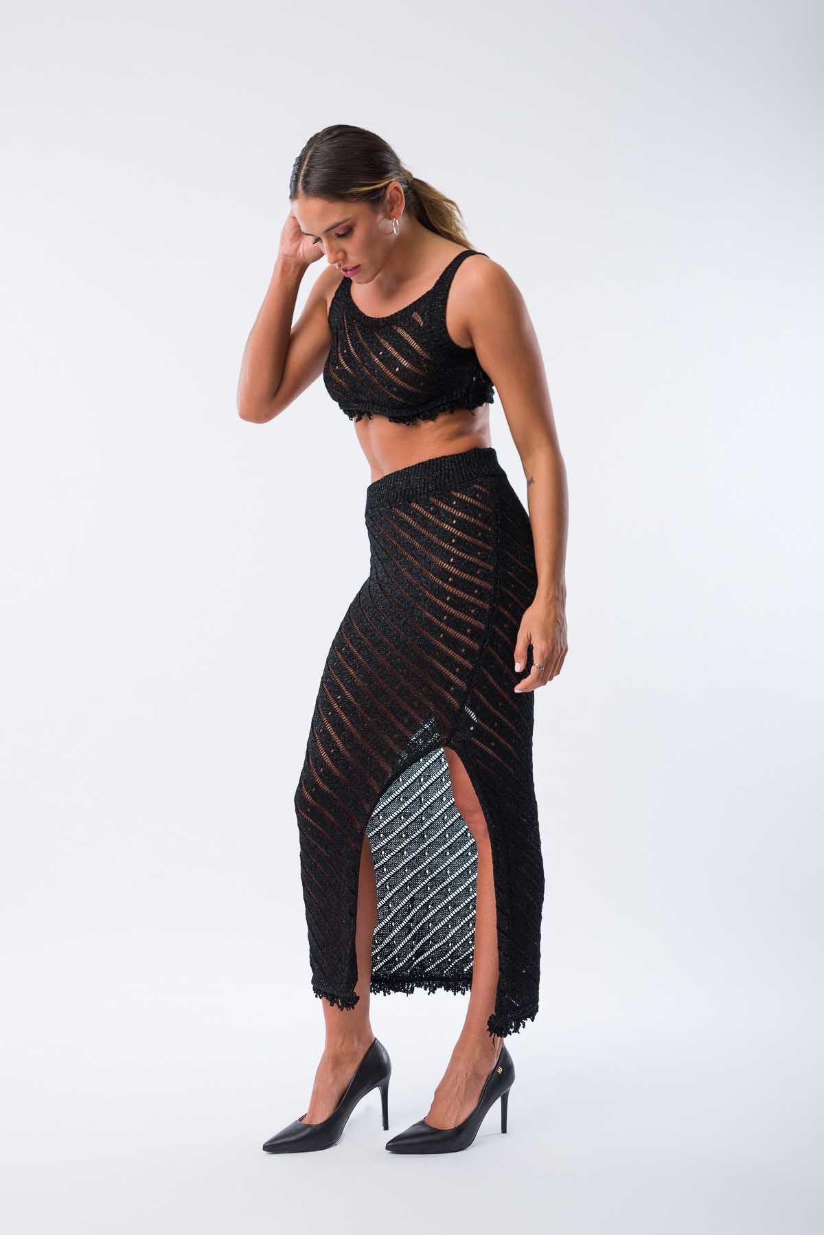 Musculosa Leticia Negro vista trasera