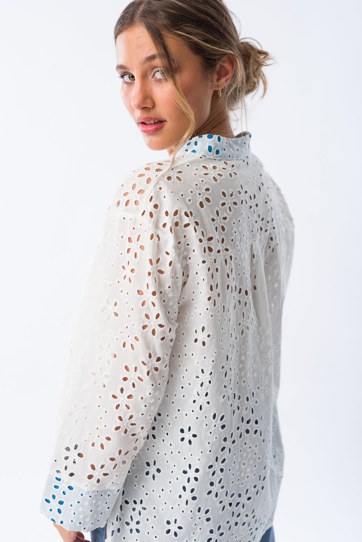 Camisa Viviana Blanca/Azul