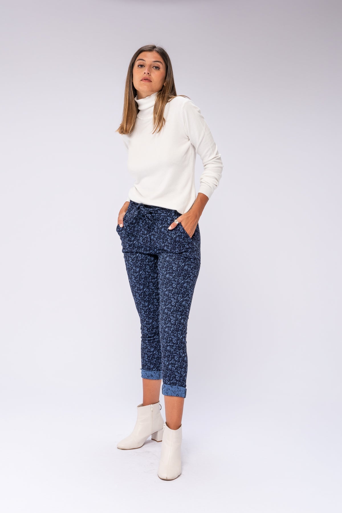 Pantalón Legato Jackard Azul | Pantalones | Viviana Méndez - Pantalón Legato Jackard Azul - Viviana Méndez