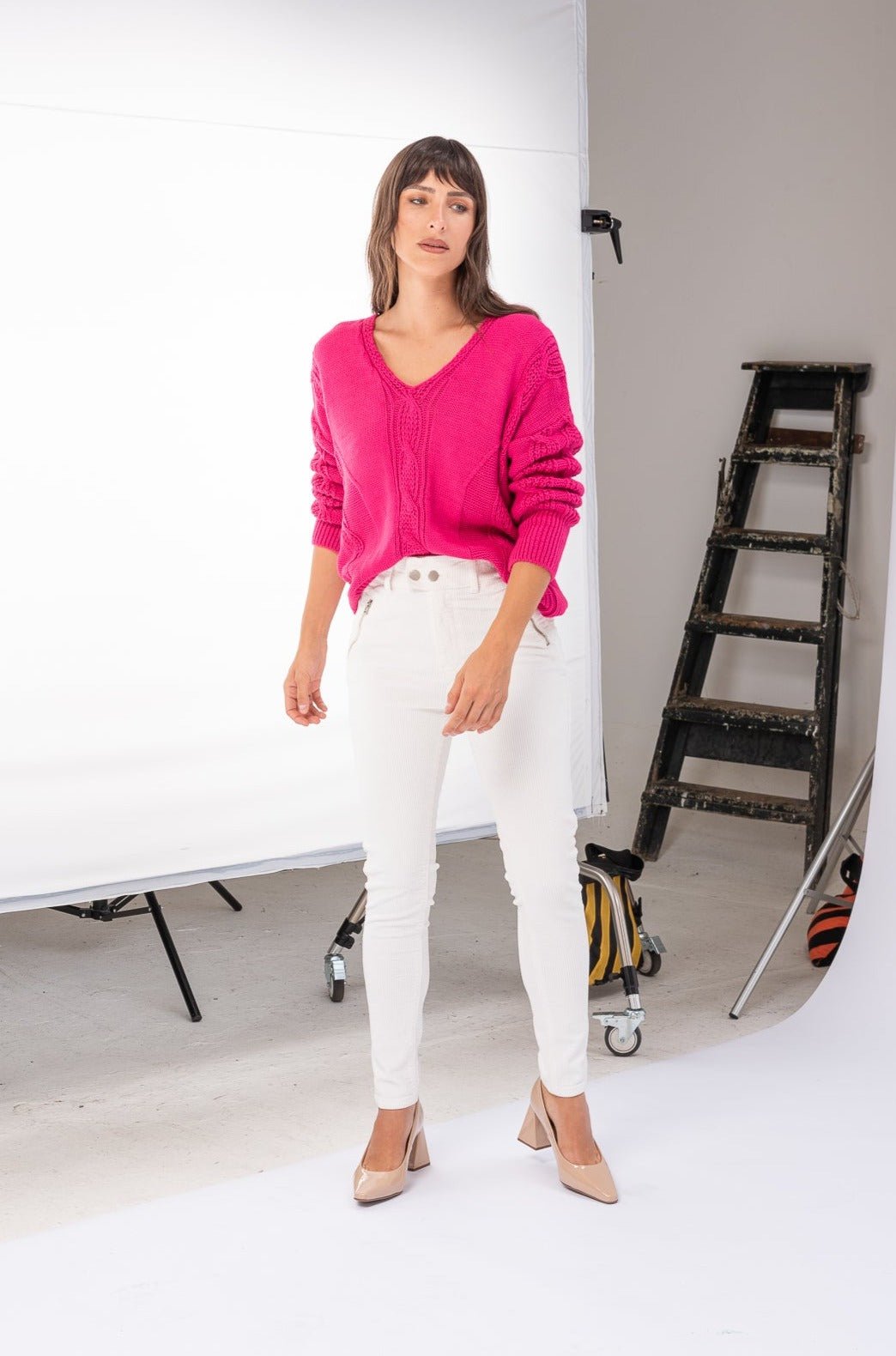 Viviana Méndez - Pantalón de Pana Blanco - Pantalones