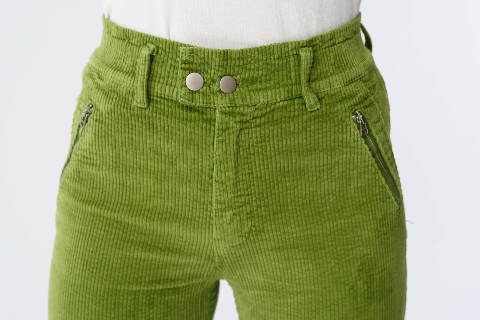 Viviana Méndez - Pantalón de Pana Verde Lima - Pantalones