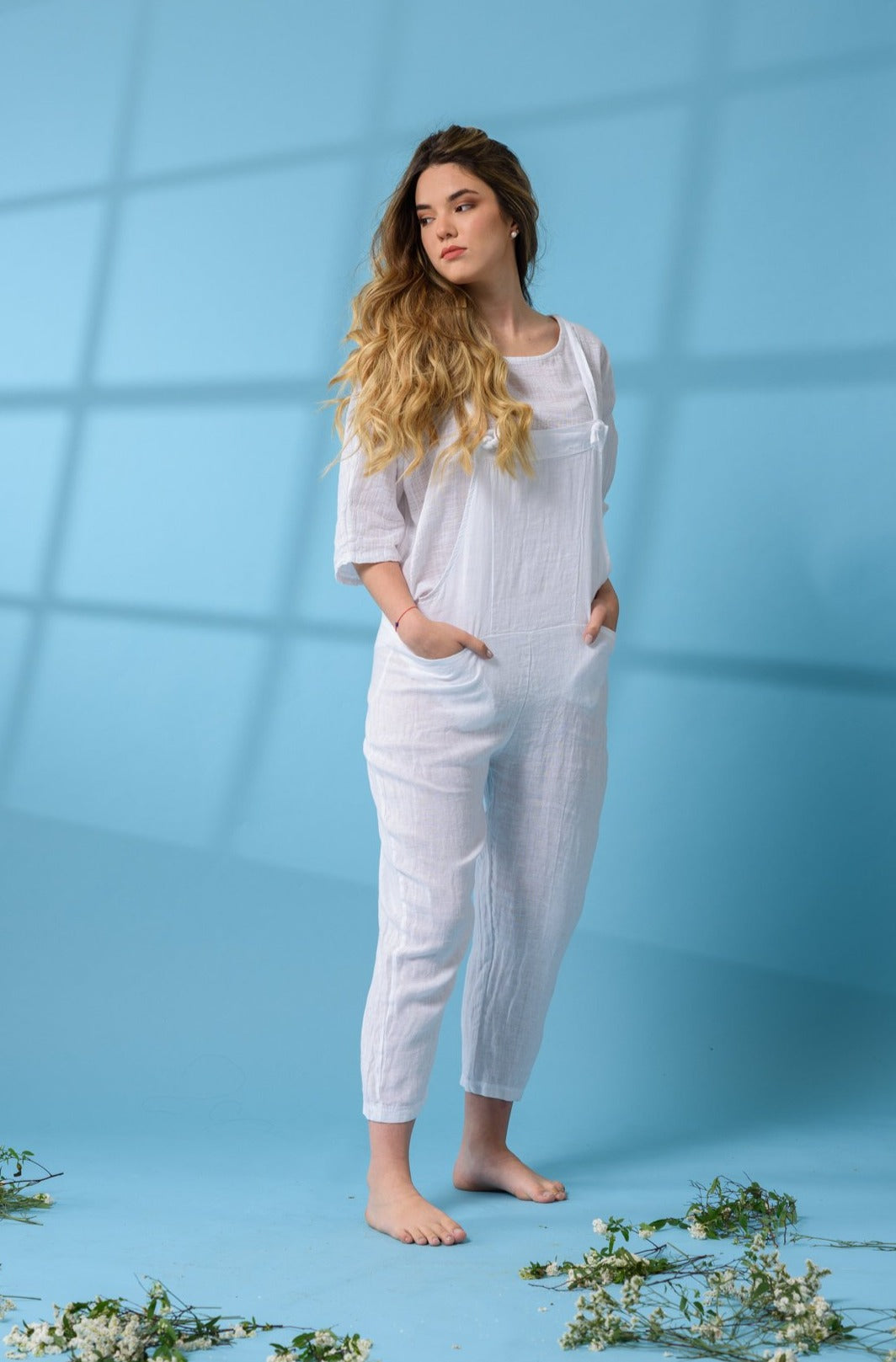 Enterito de Lino Blanco | Vestidos y Monoprendas | Viviana Méndez -