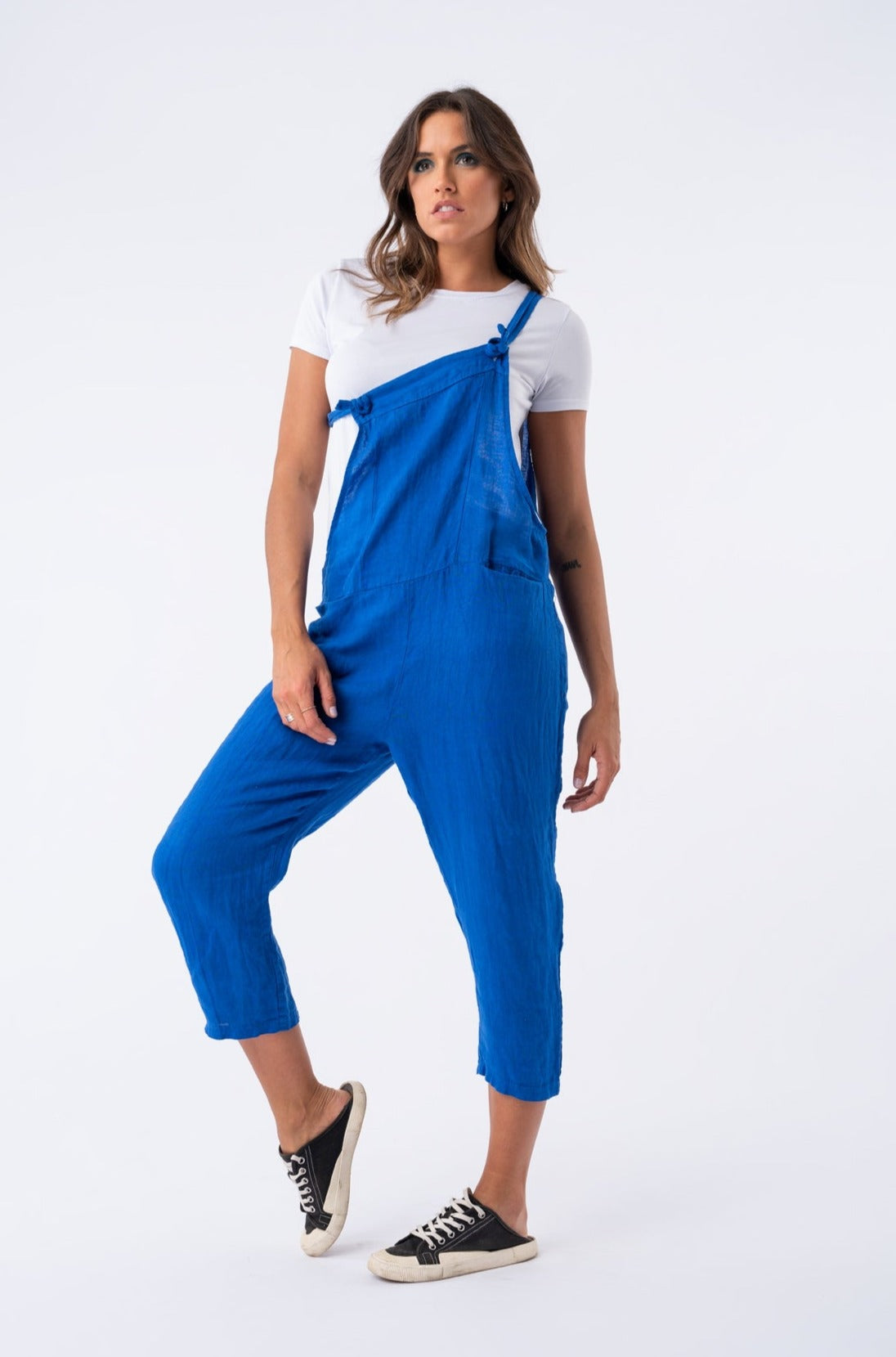 Enterito de Lino Azul | Vestidos y Monoprendas | Viviana Méndez -