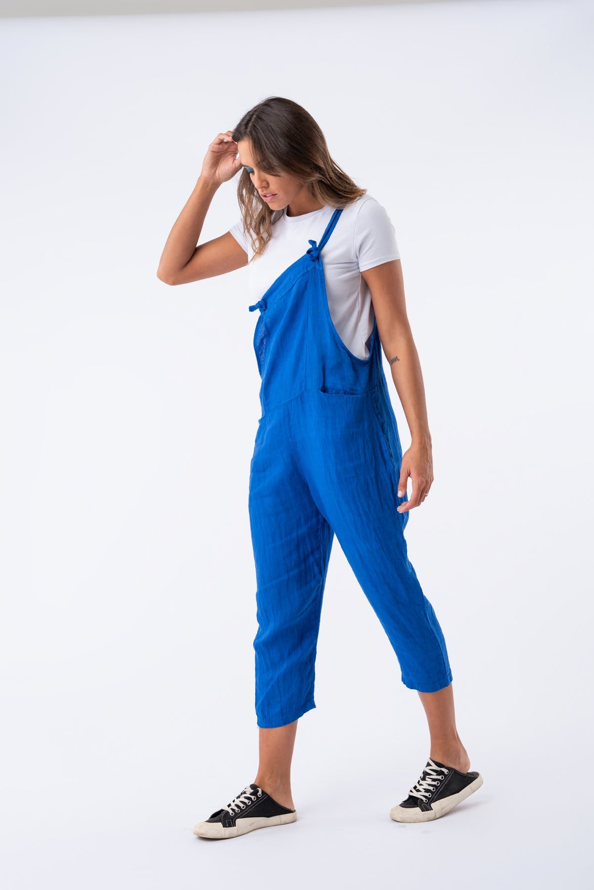 Enterito de Lino Azul | Vestidos y Monoprendas | Viviana Méndez -