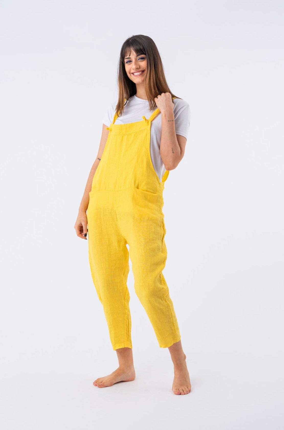 Enterito de Lino Limón en vibrante tono amarillo, perfecto para primavera y verano.