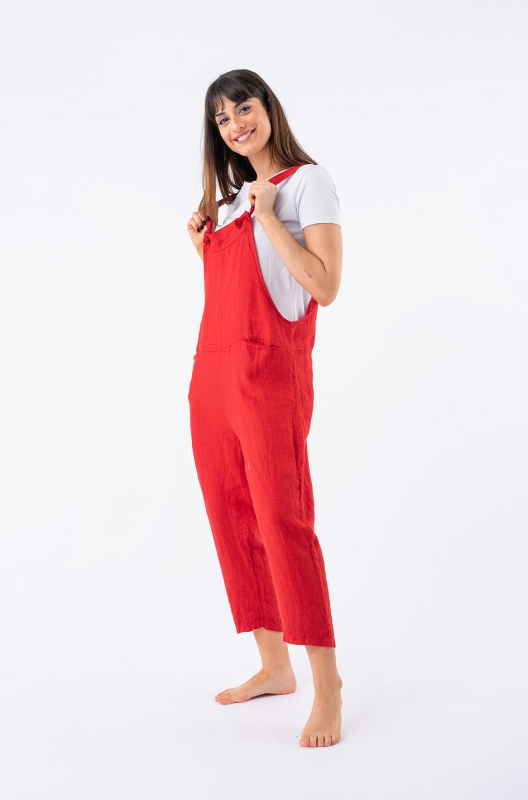 Enterito de Lino Rojo | Vestidos y Monoprendas | Viviana Méndez -