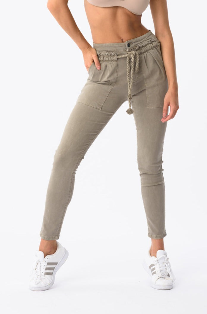 Pantalón con Cordón Gris | Pantalones | Viviana Méndez - Pantalón con Cordón Gris - Viviana Méndez