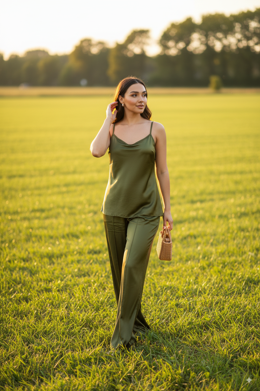 Conjunto Oliva en el campo