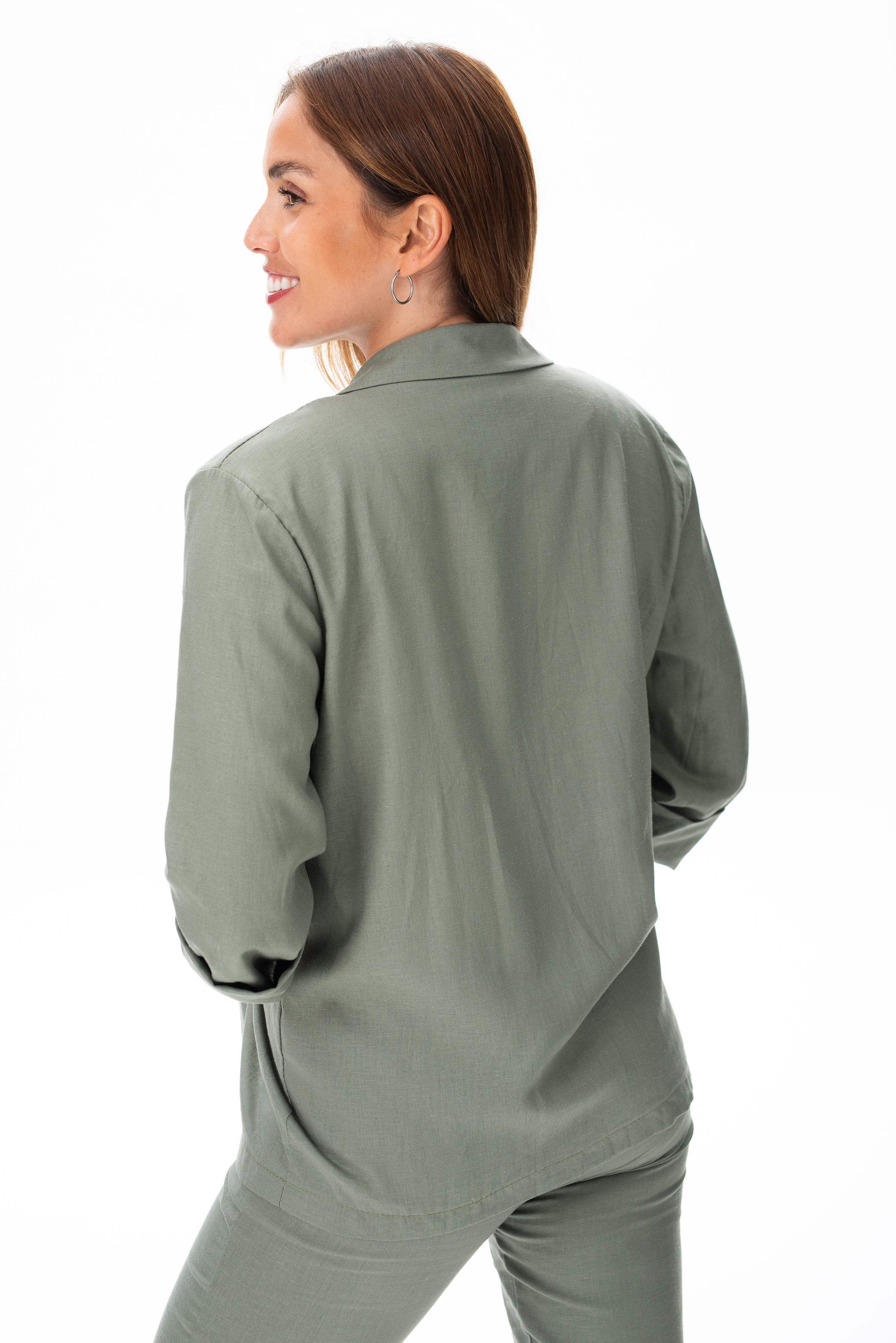 Detalle de textura del Blazer Nobre Verde Musgo