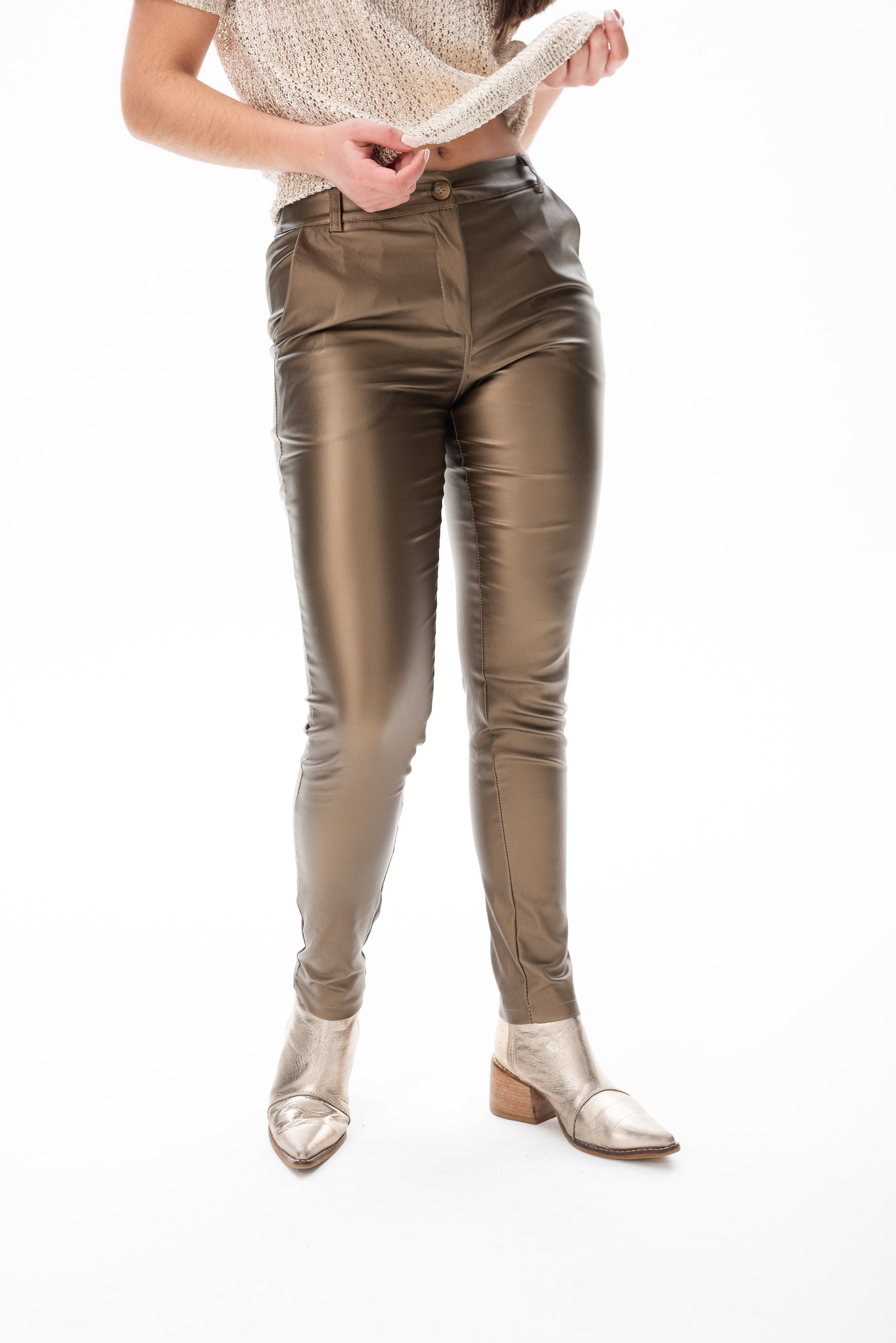 Pantalón Aline Engomado Tabaco