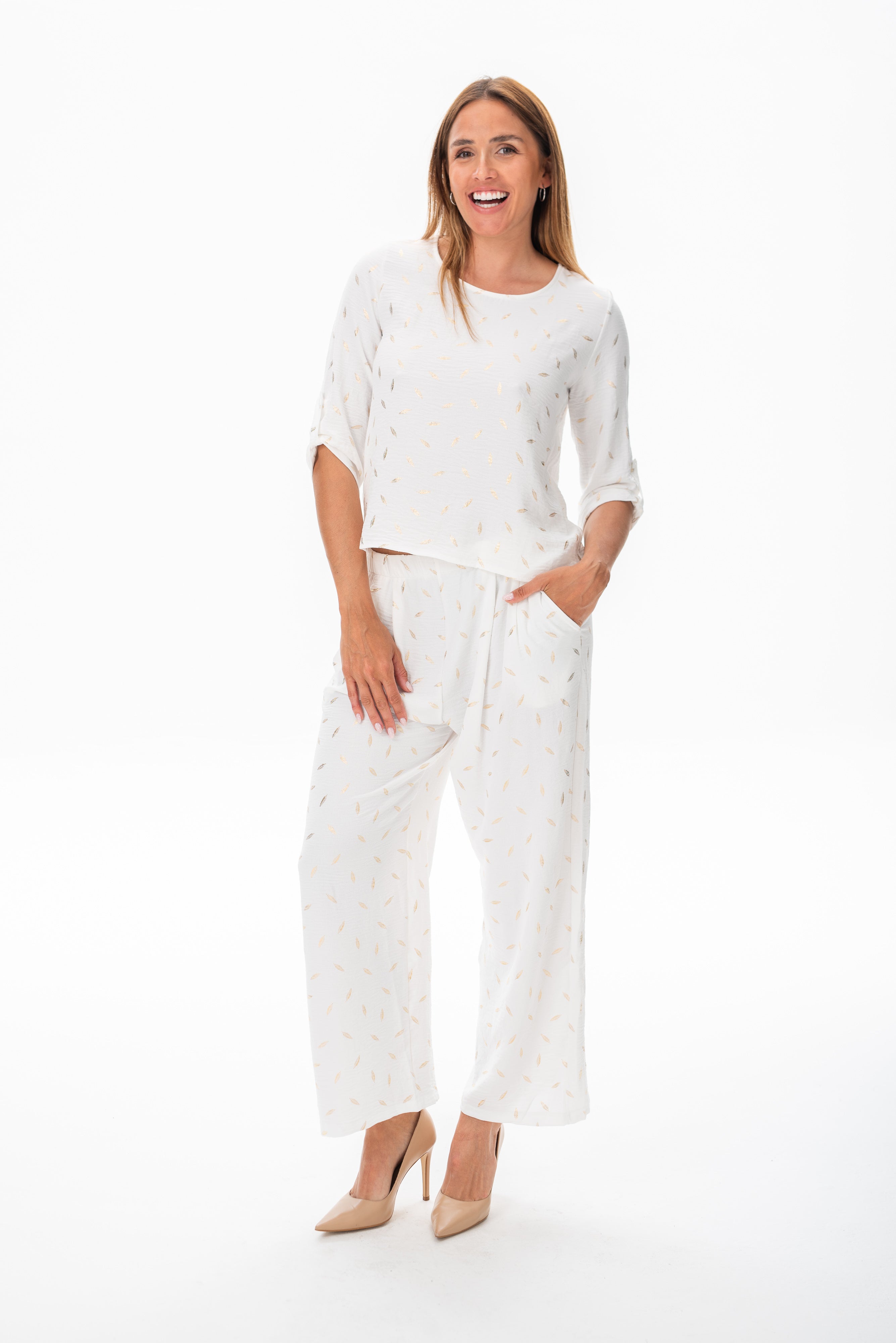 Detalle del tejido de la Blusa Lua Blanca.