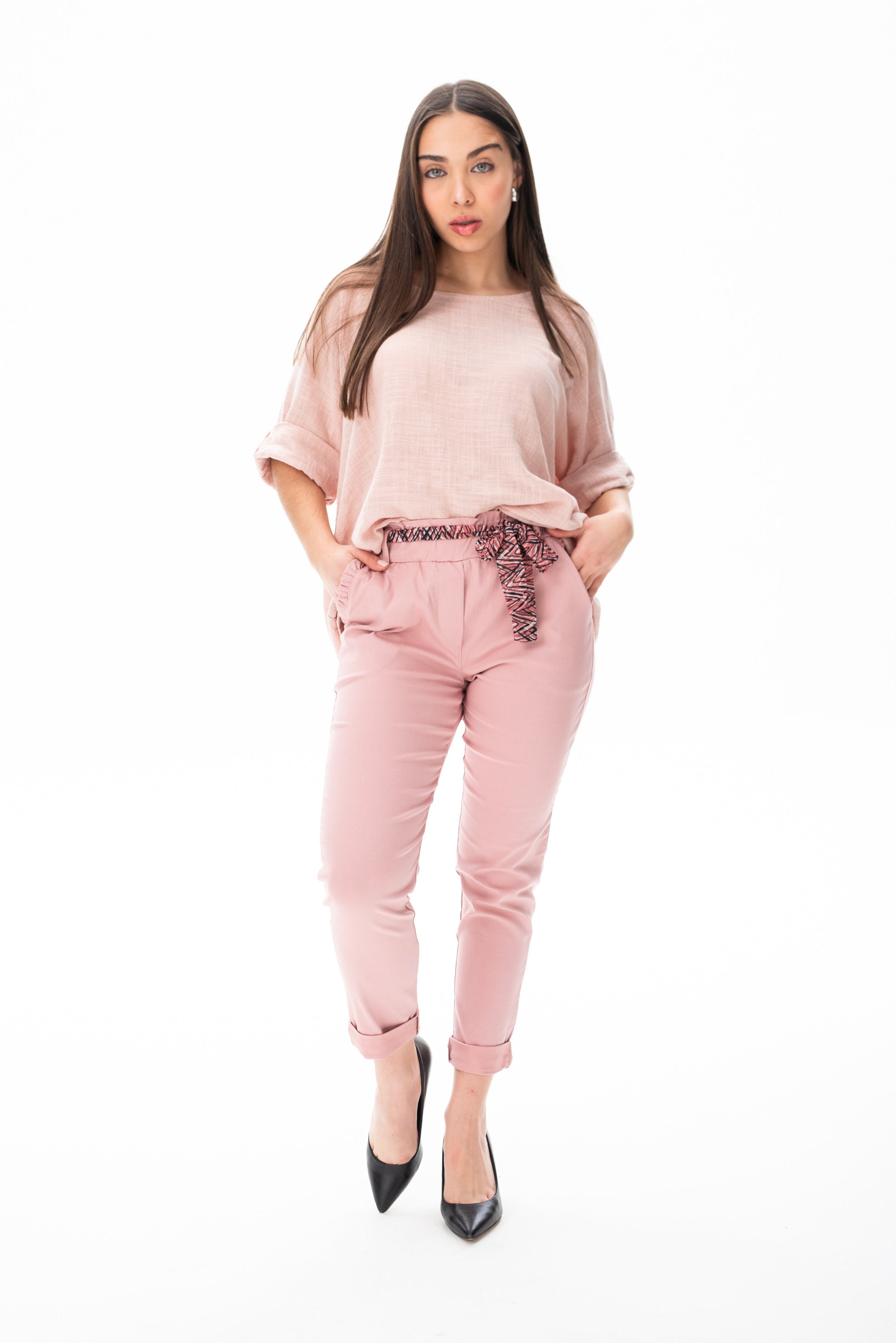 Pantalón Aline Cintura Plizada Rosa - Viviana Méndez