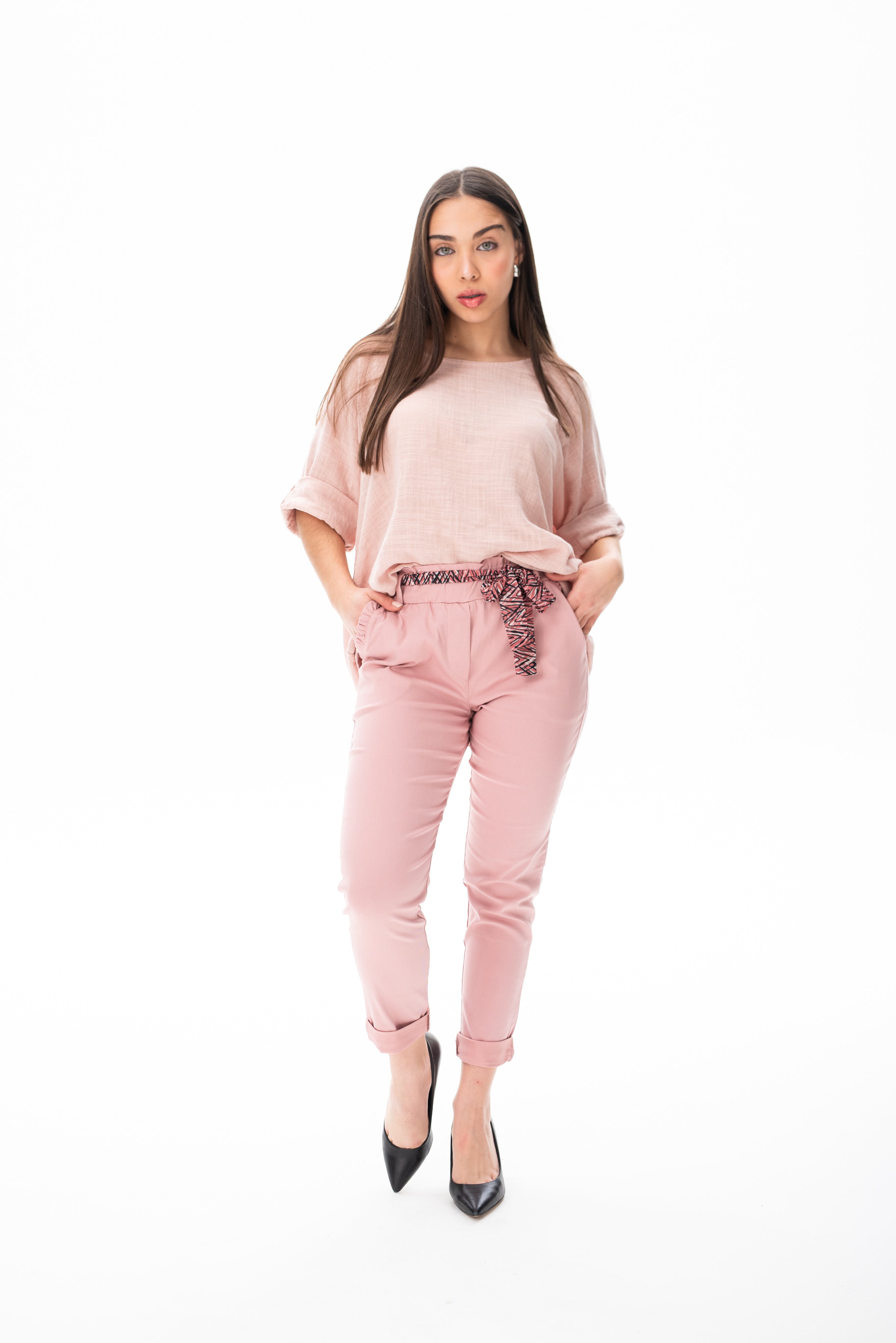 Blusa Básica Rosa Palo con accesorios