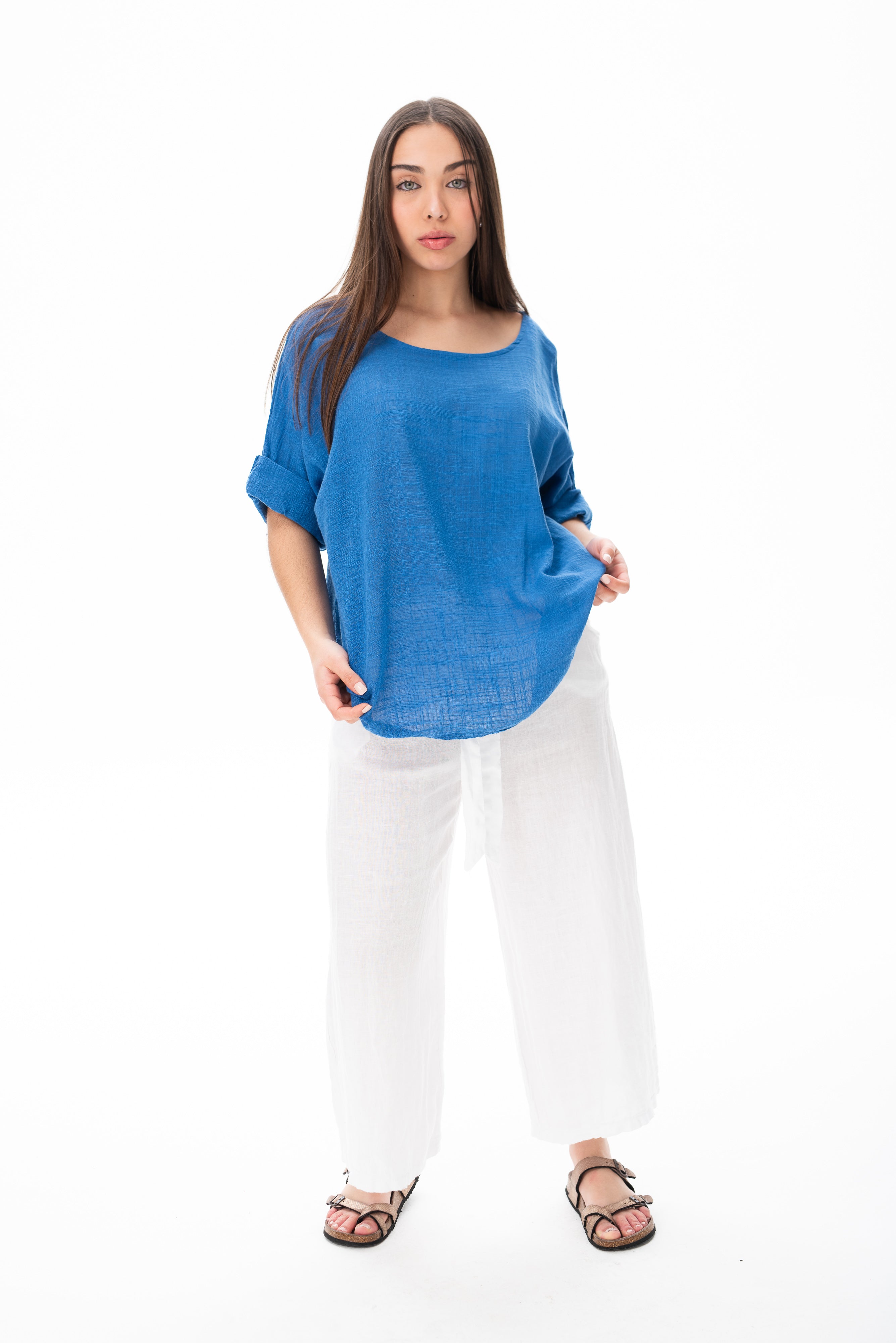 Blusa Básica Azul - Tejido de viscosa