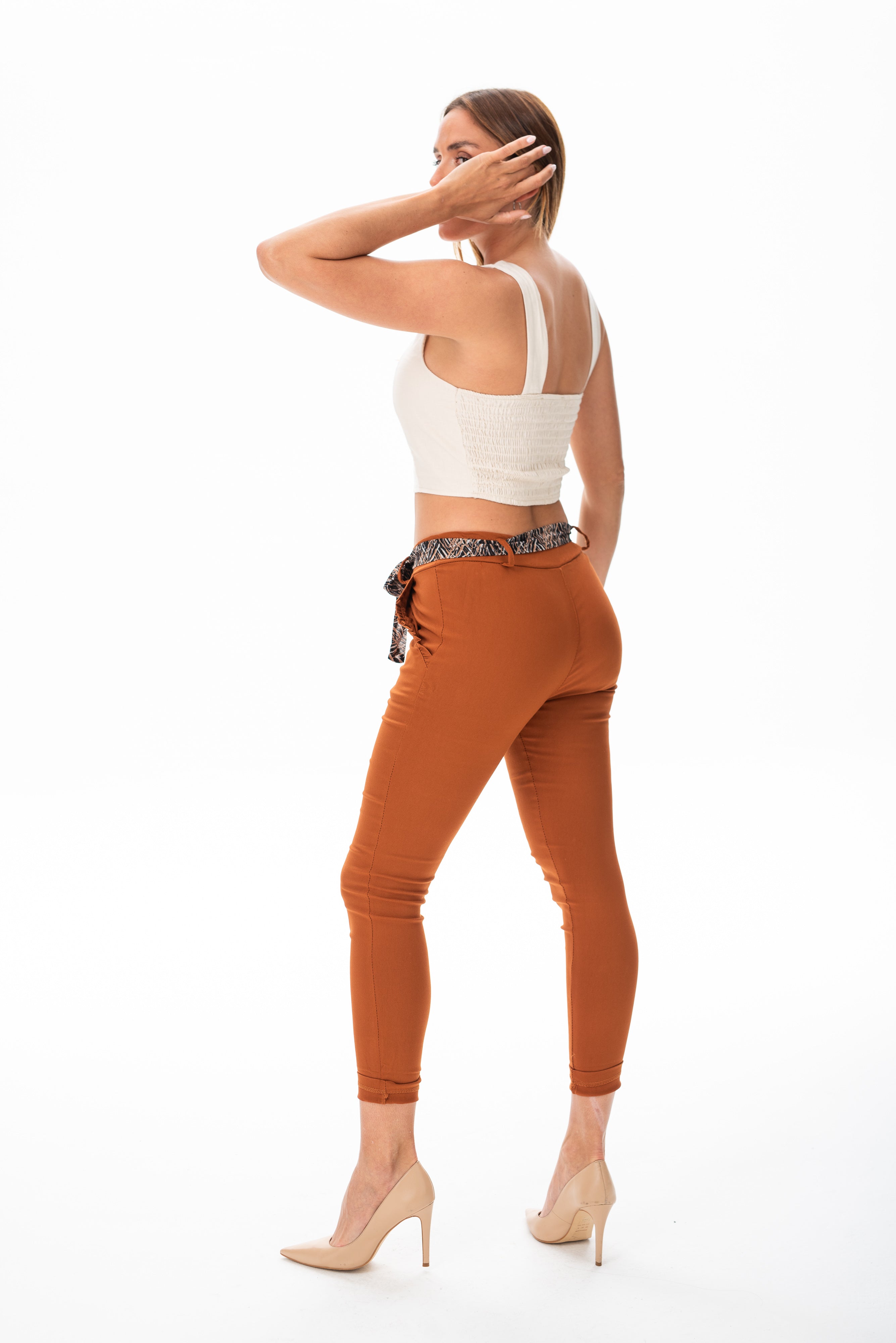 Pantalón Aline Cint Plizada Terracota
