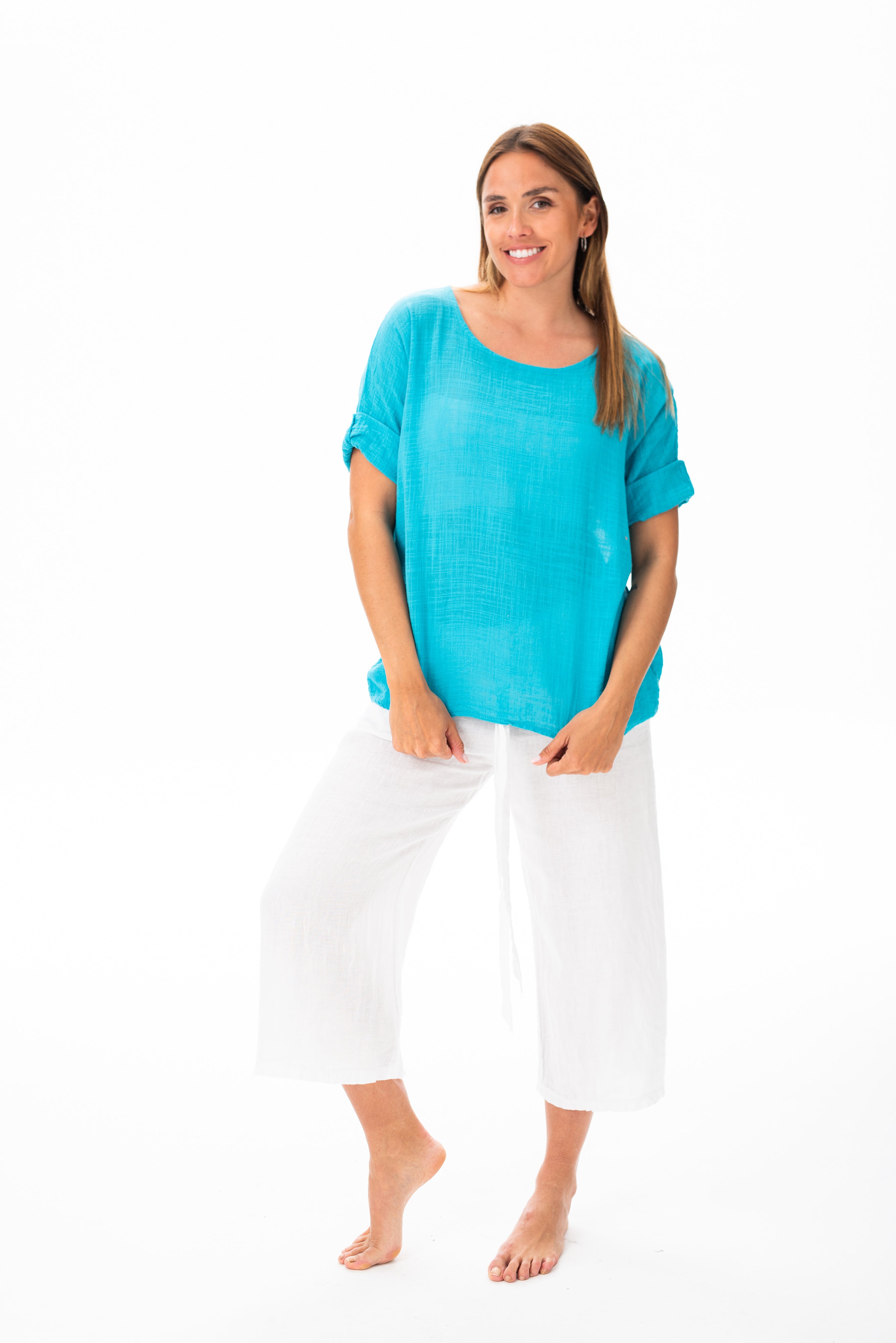 Blusa Básica Aqua - Vista trasera
