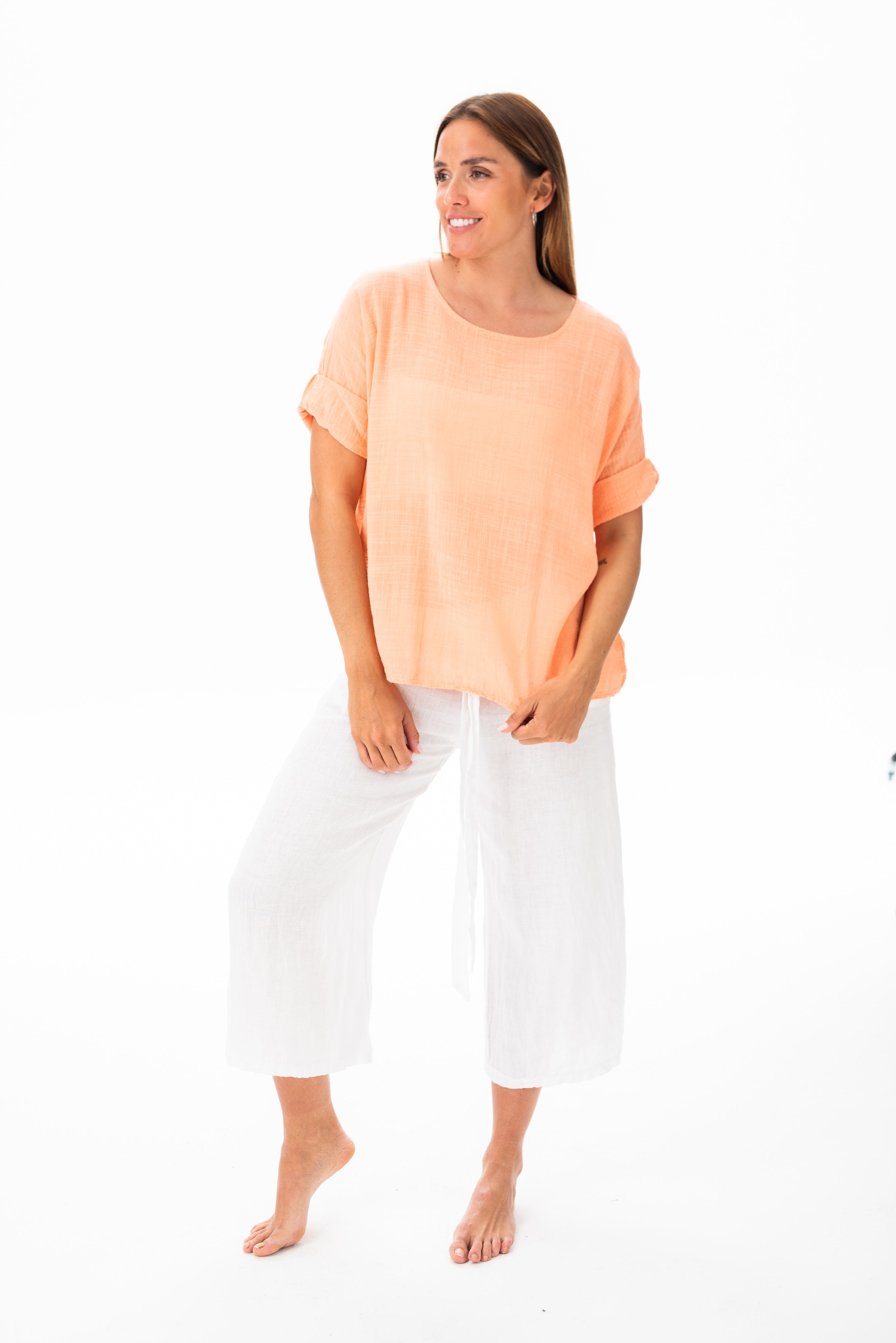 Blusa Básica Coral Claro - Vista trasera