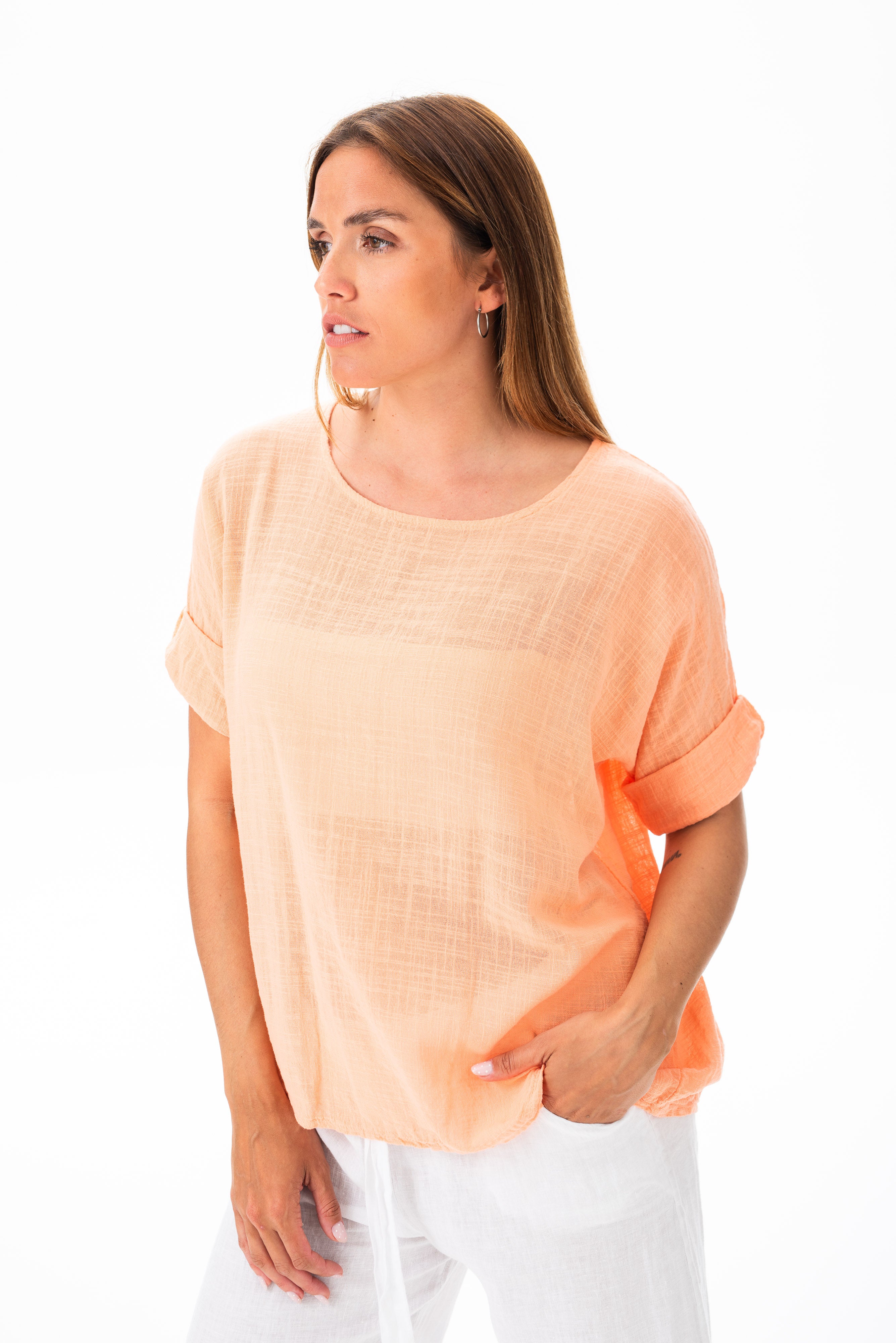 Blusa Básica Coral Claro - Vista frontal