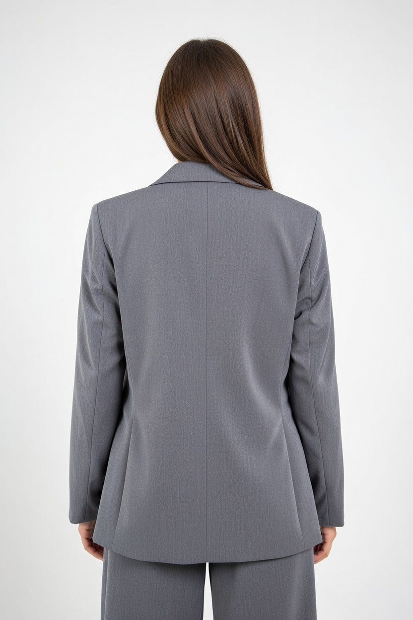 Blazer Clásico Cloe Gris - Atras