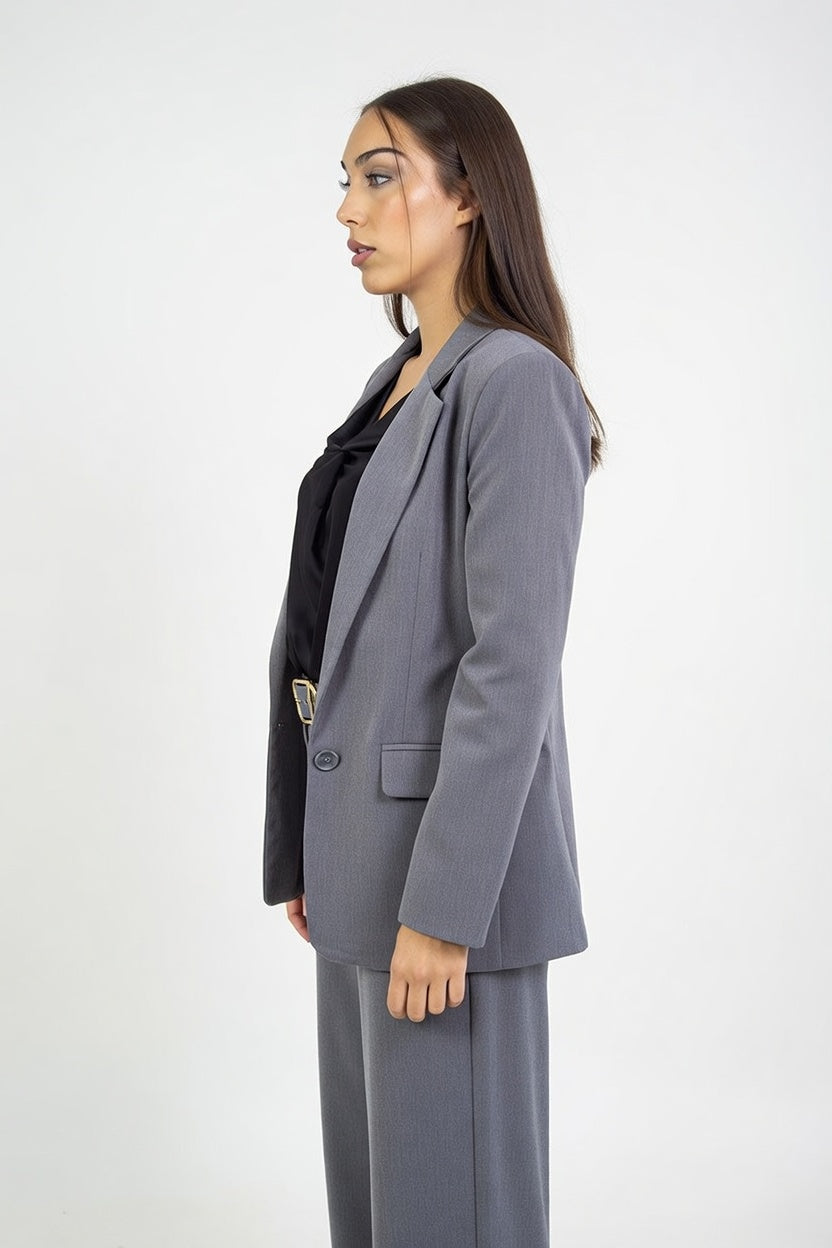 Blazer Clásico Cloe Gris - Costado