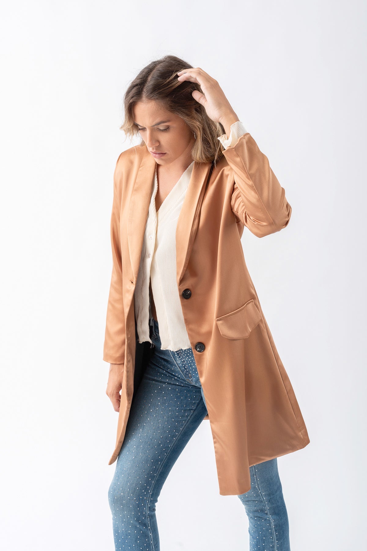 Blazer Manchot Beige - Viviana Méndez