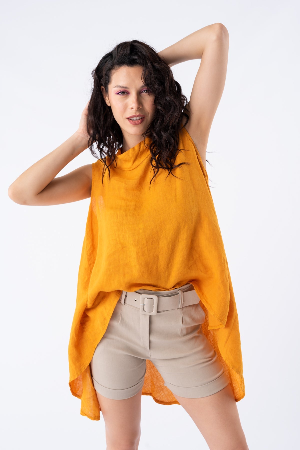 Blusa de Lino Volé Naranja - Viviana Méndez