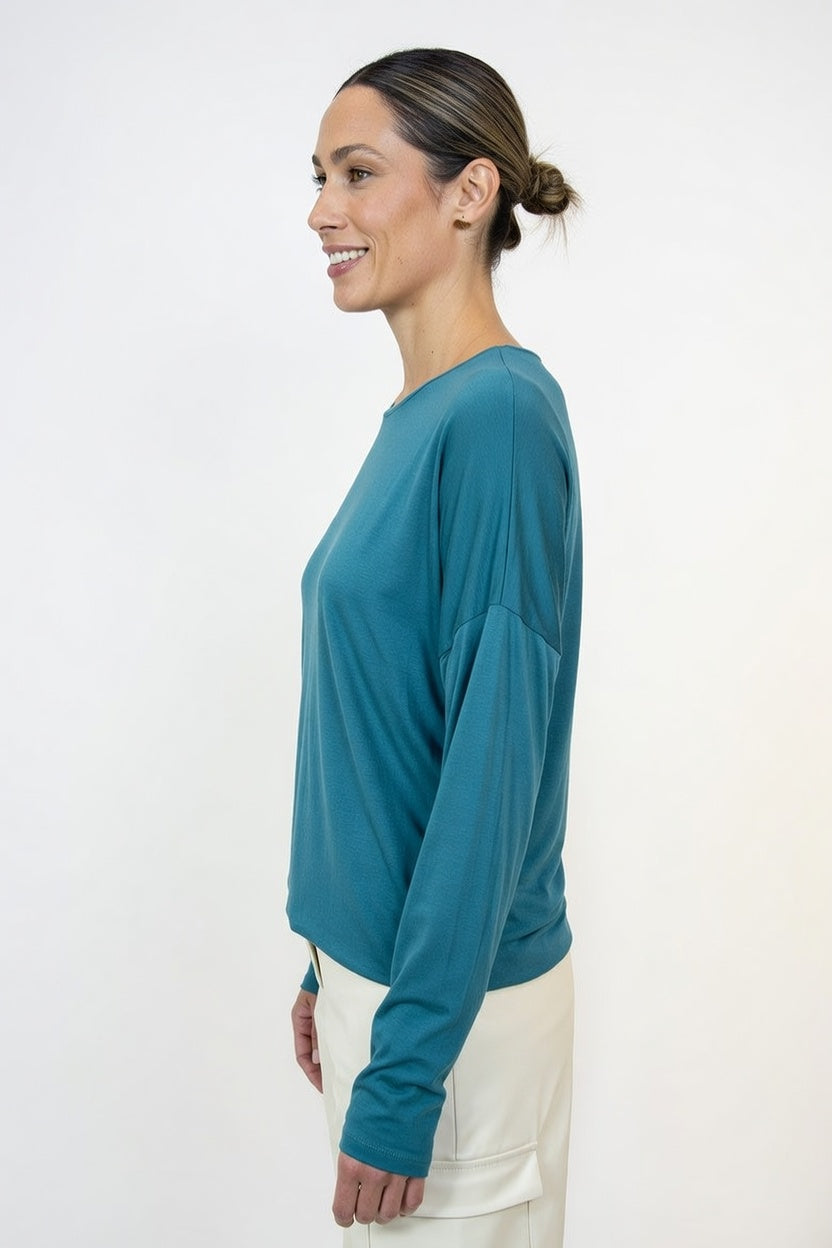 Blusa Rita Verde Petroleo - Costado