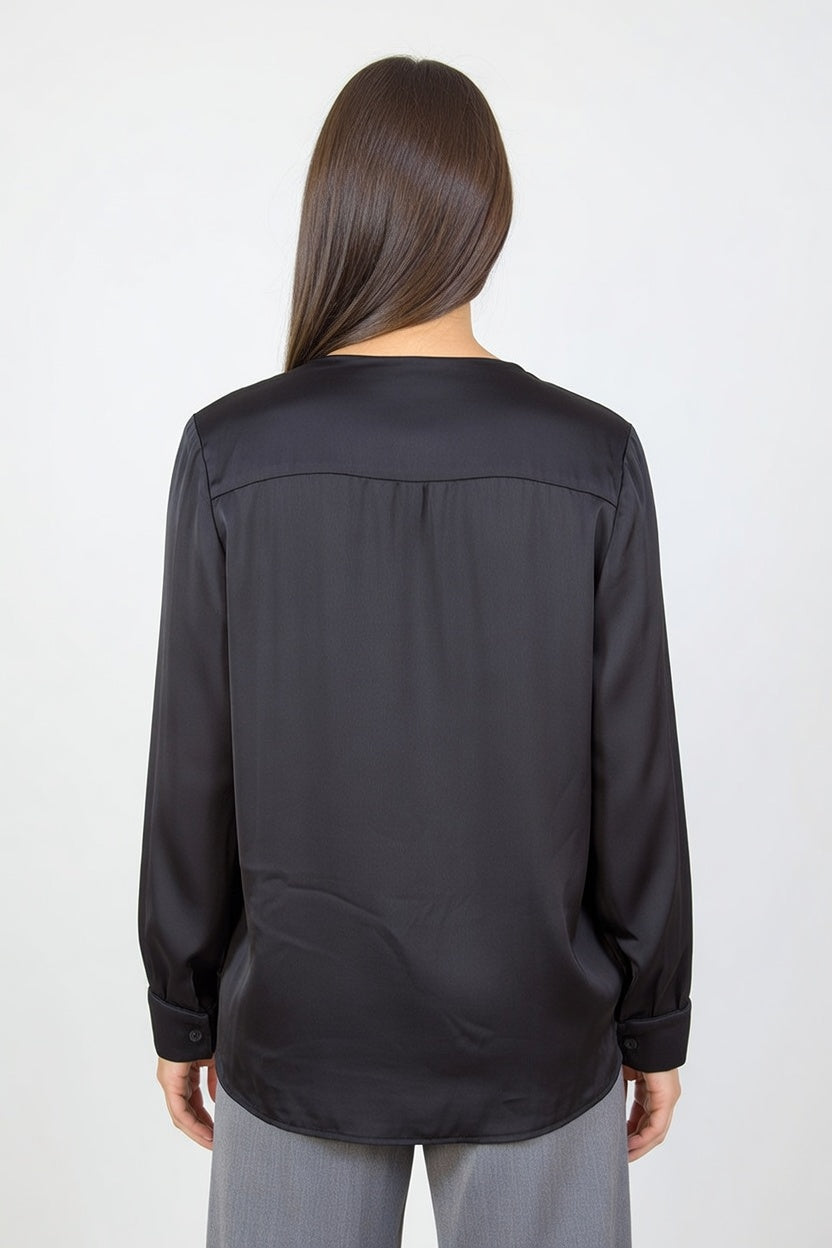 Blusa Satiné Poli Negro - Atras