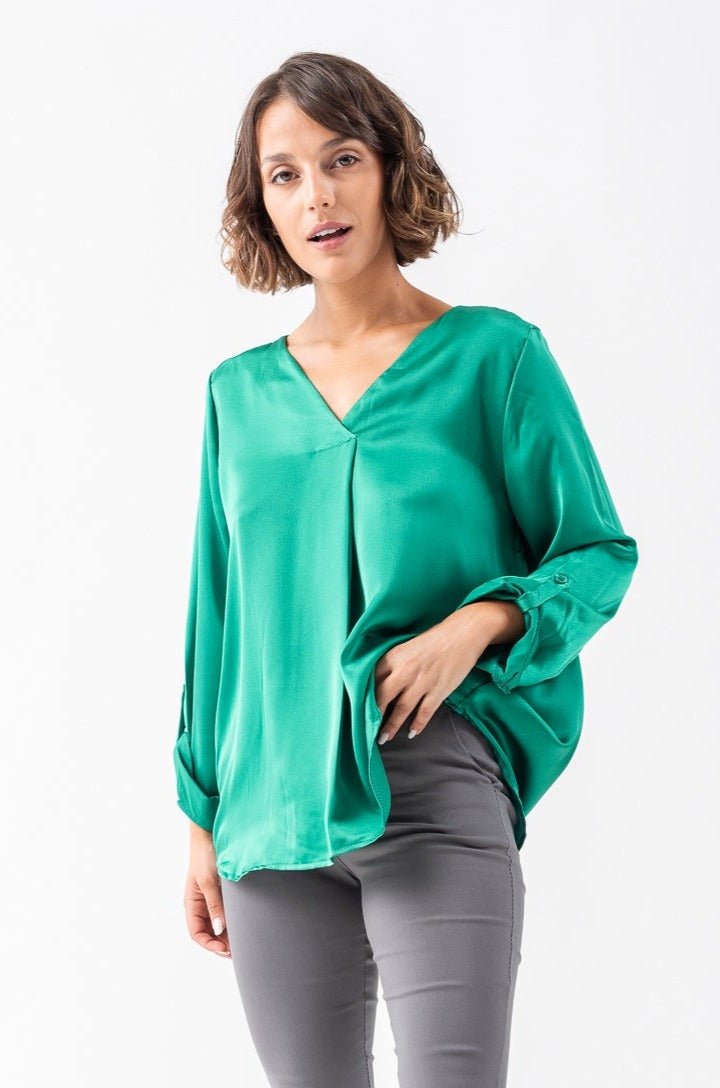 Blusa Satiné Poli Verde - Viviana Méndez