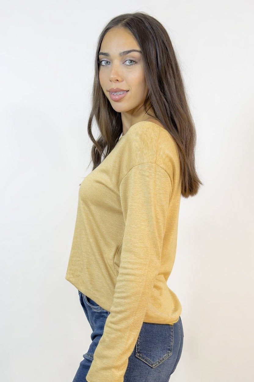 Buzo Básico Lanilla Camel - Costado