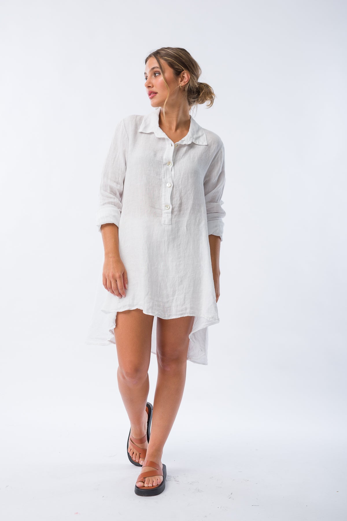 Camisa de Lino Lucía Blanca - Viviana Méndez