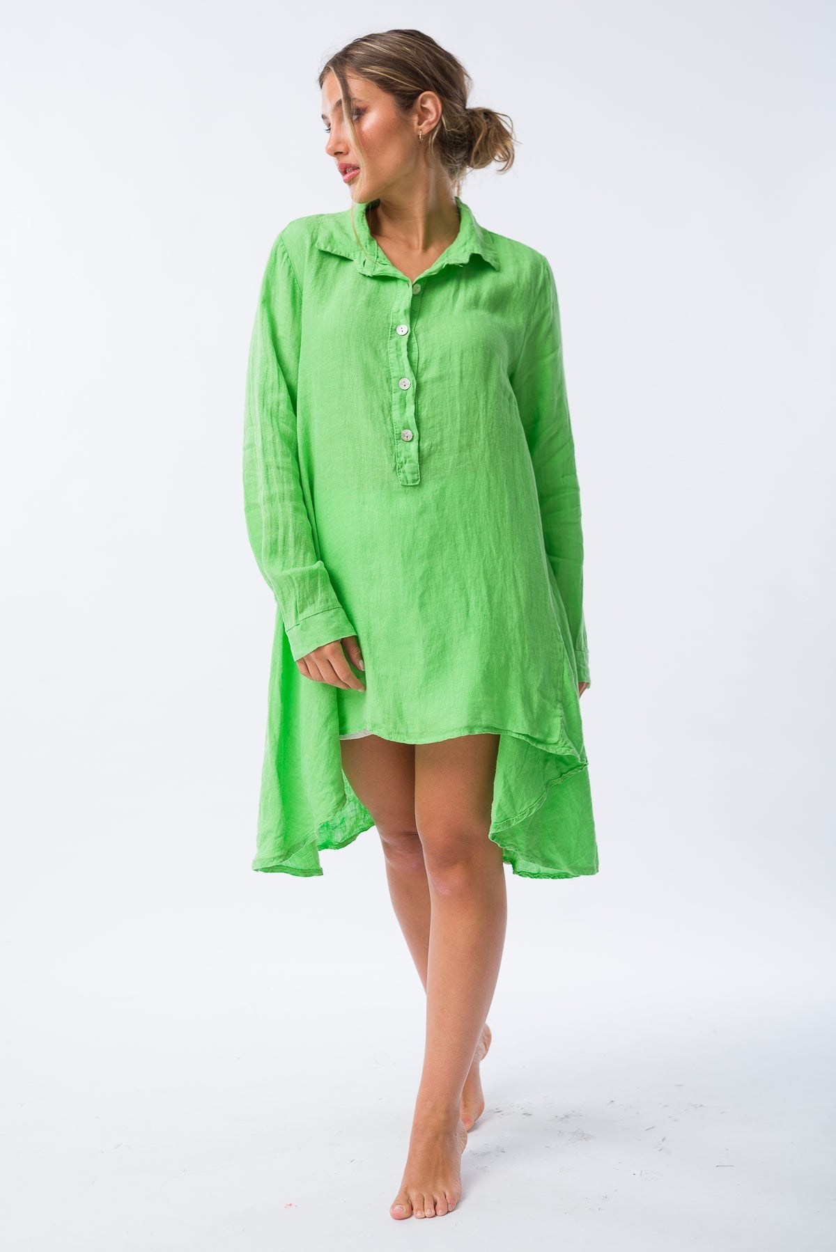 Camisa de Lino Lucía Verde - Viviana Méndez