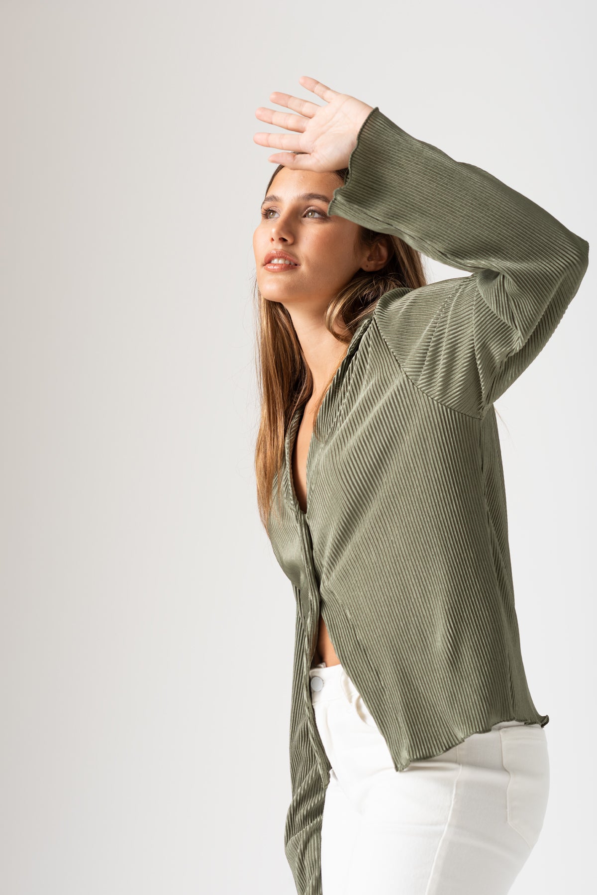 Camisa Livera Verde Militar - Viviana Méndez