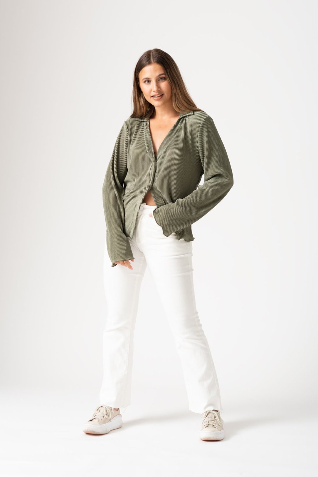 Camisa Livera Verde Militar - Viviana Méndez