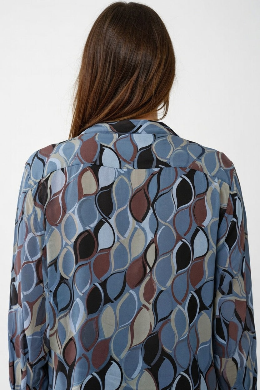 Camisa Retro Azul - Atras