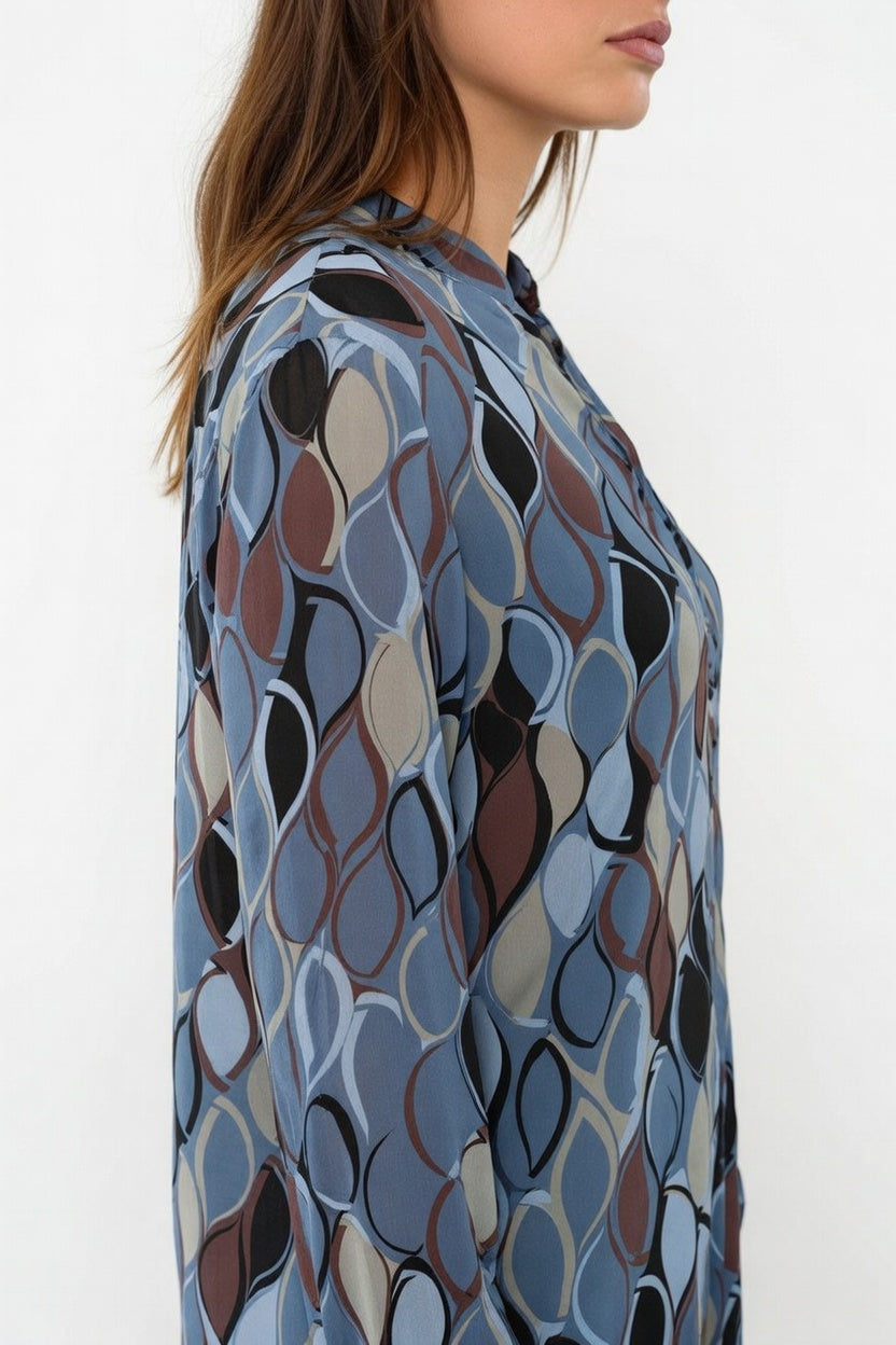Camisa Retro Azul - Costado