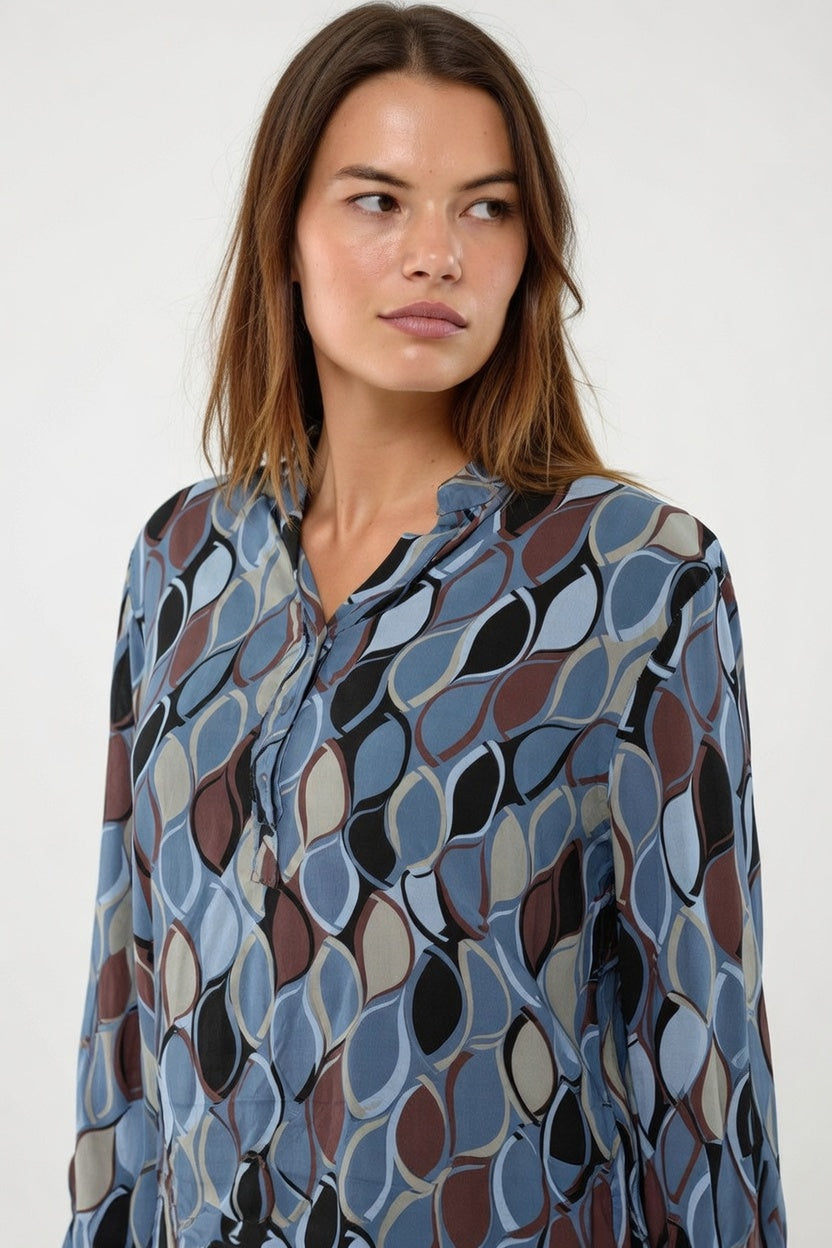Camisa Retro Azul - Frente