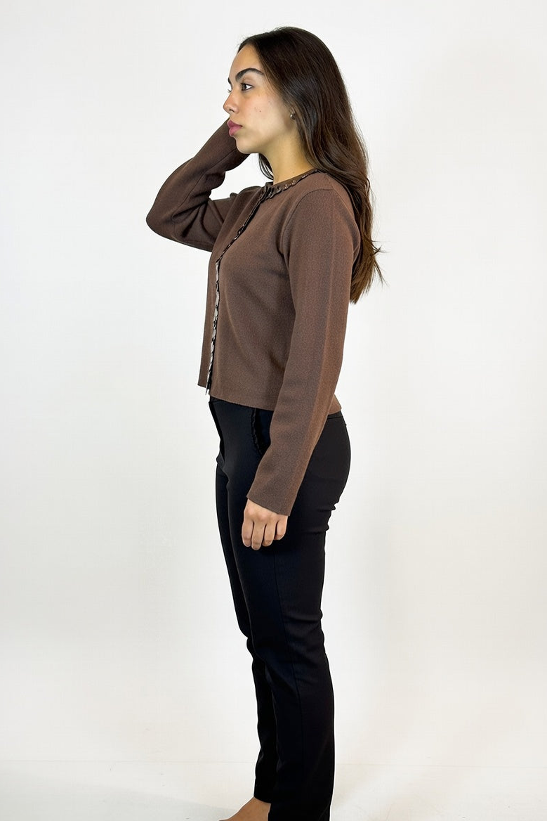 Cardigan Noir Chocolate - Costado