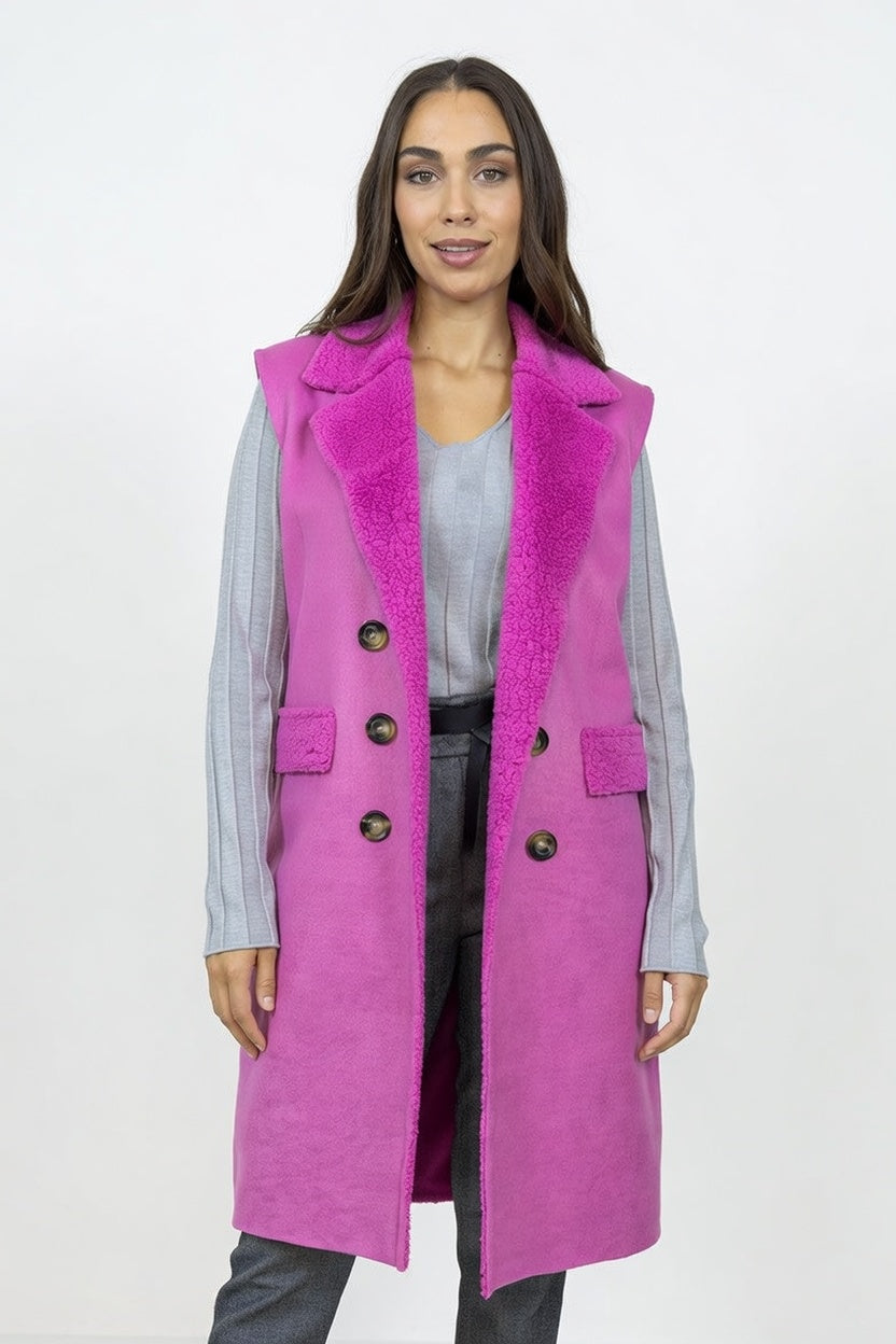 Chaleco Corderoy Fucsia - Frente