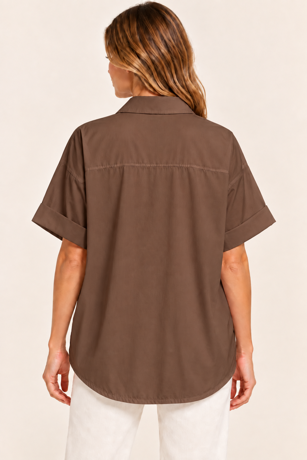 Camisa Marfil Chocolate
