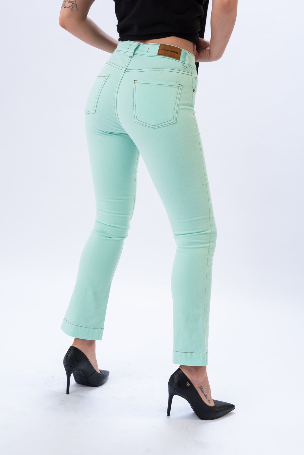 Jeans Bella Semi Oxford Menta - Viviana Méndez