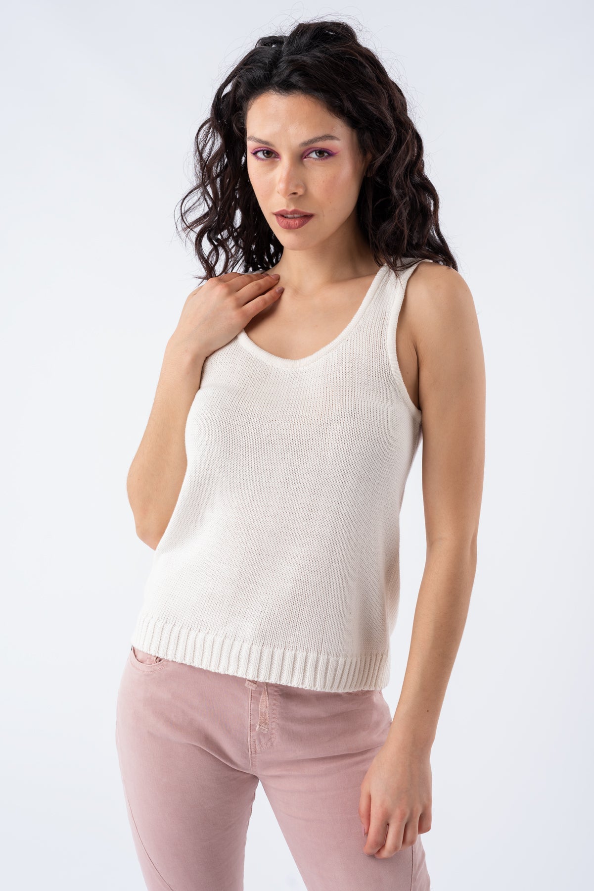 Musculosa Hilo Blanca - Viviana Méndez