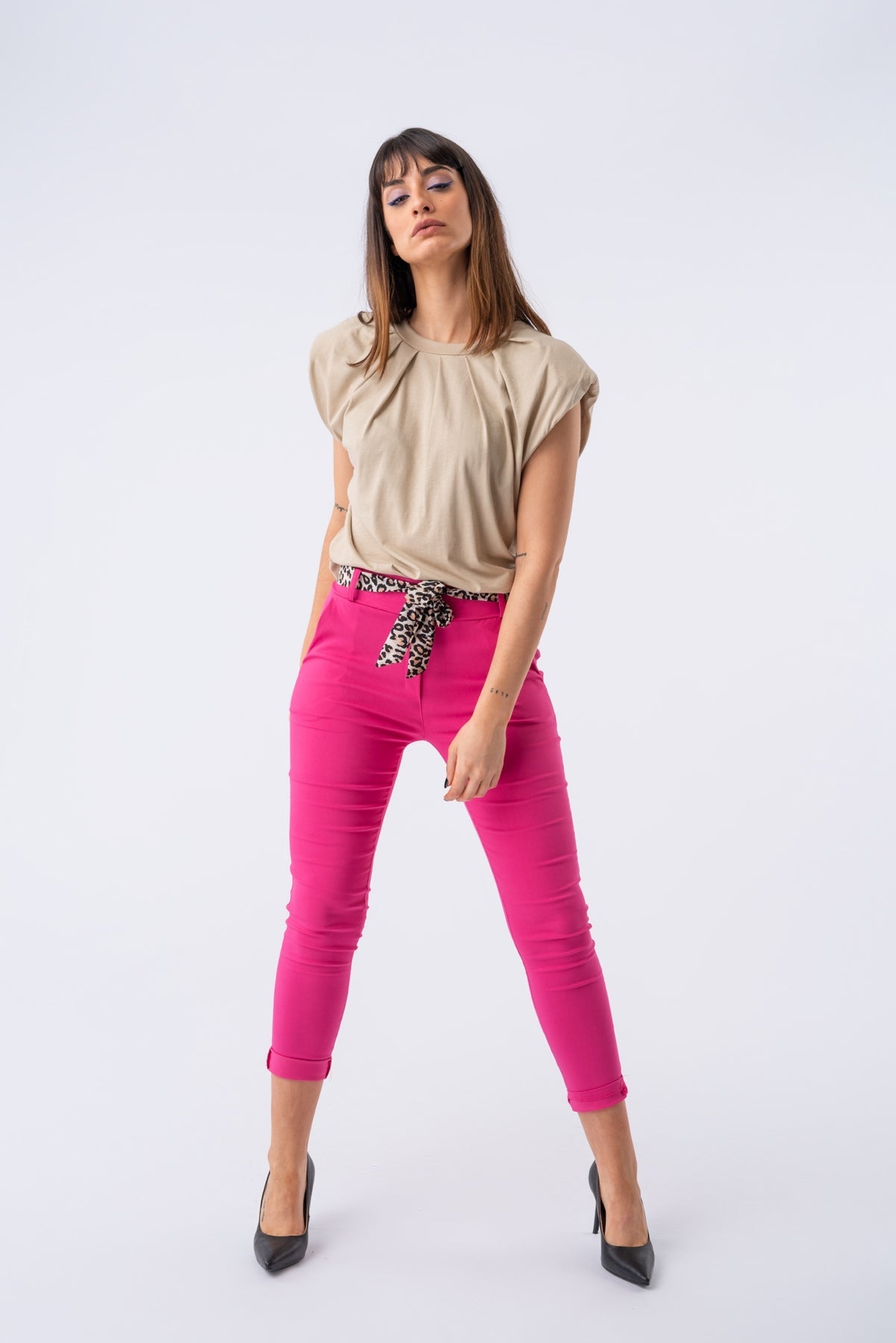 Pantalón Aline Cintura Plizada Fucsia - Viviana Méndez