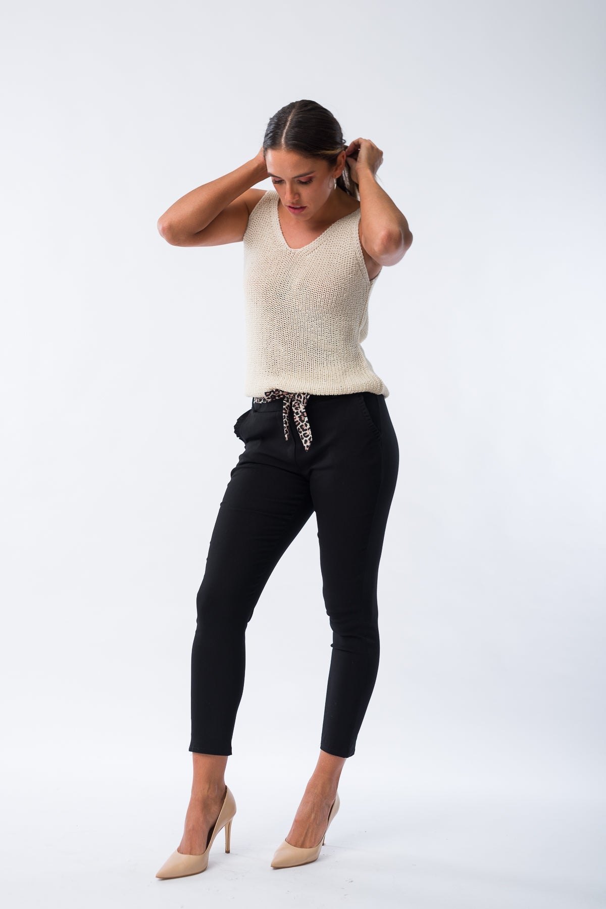 Pantalón Aline Cintura Plizada Negro - Viviana Méndez