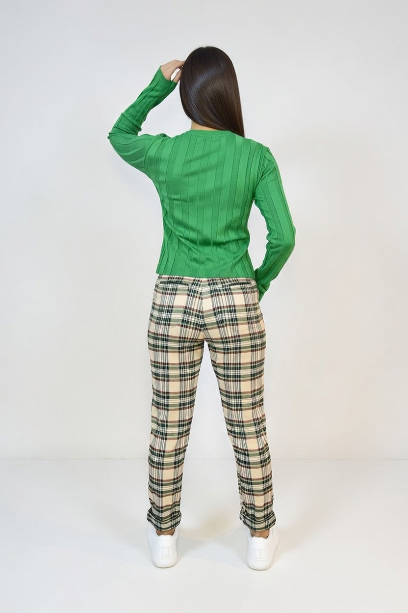 Pantalón Aline Escocia Beige - Atras