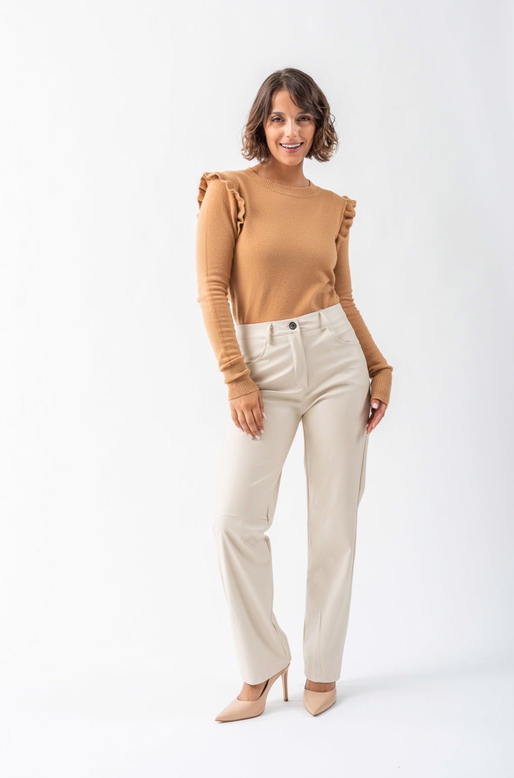 Pantalón Eco Cuero Beige - Viviana Méndez