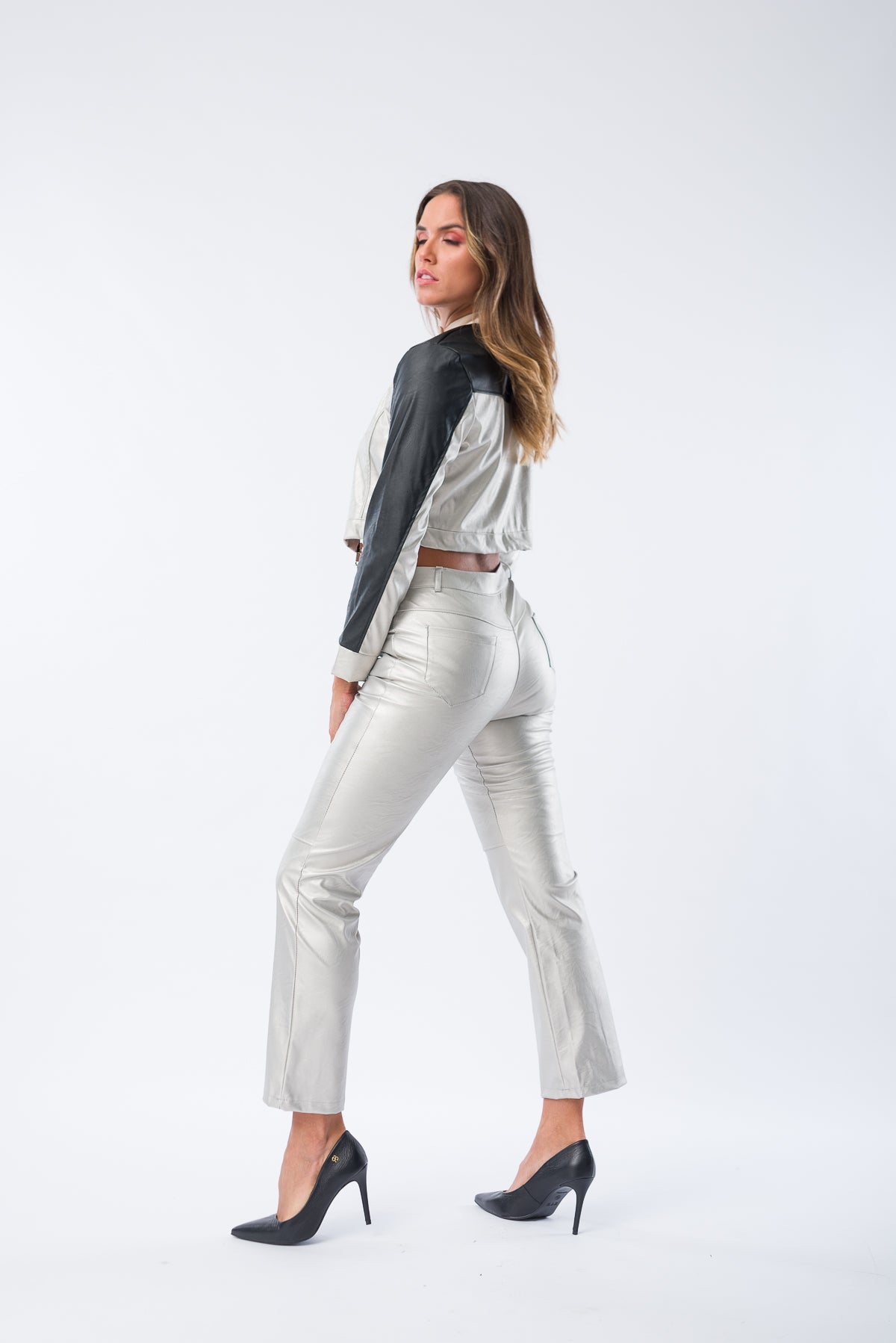 Pantalón Eco Cuero Plata - Viviana Méndez