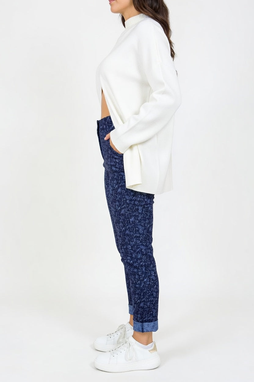 Pantalón Legato Jackard Azul - Costado